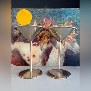 Set of 2 OGGI 6 Ounce oz Stainless Steel
Martini/Cocktail Glasses